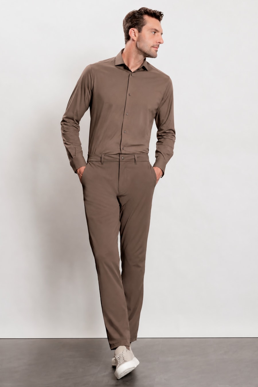Camisa Manga Longa Flex Grid Fume — foto 2 de 5
