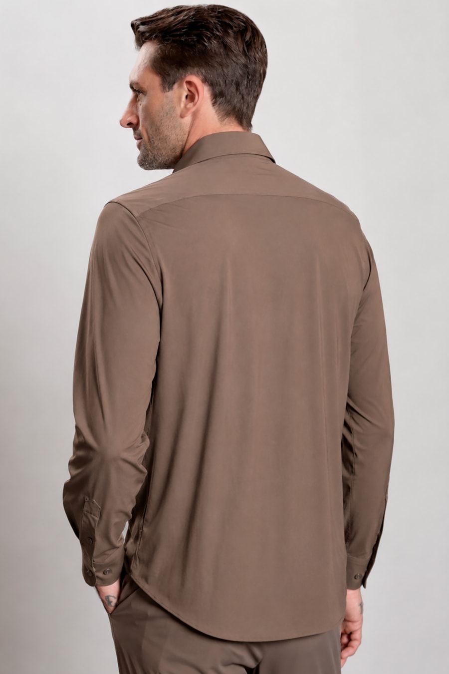 Camisa Manga Longa Flex Grid Fume — foto 4 de 5