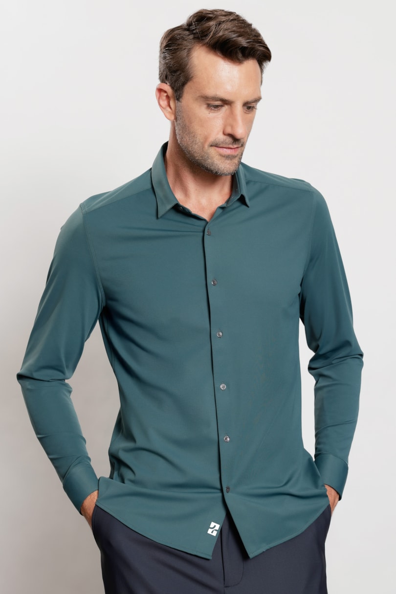 Camisa Manga Longa Flex Grid Verde Urban