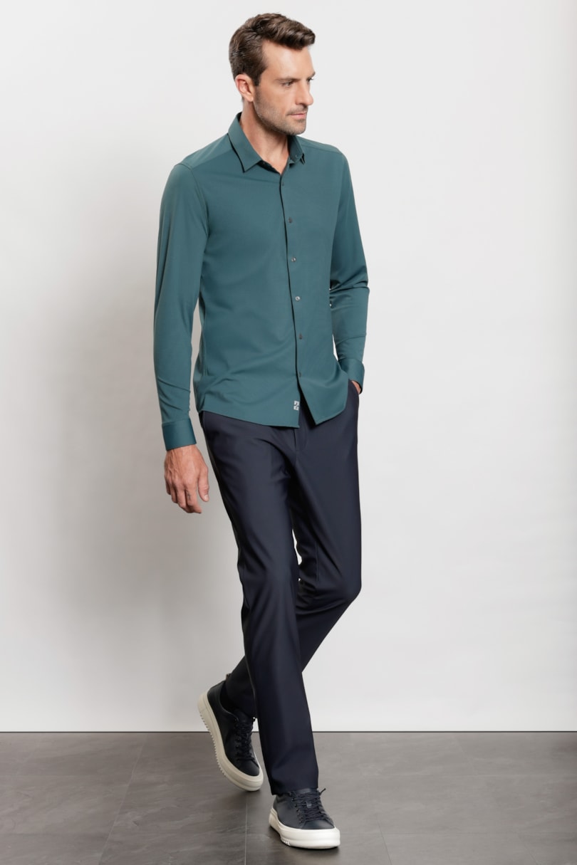 Camisa Manga Longa Flex Grid Verde Urban
