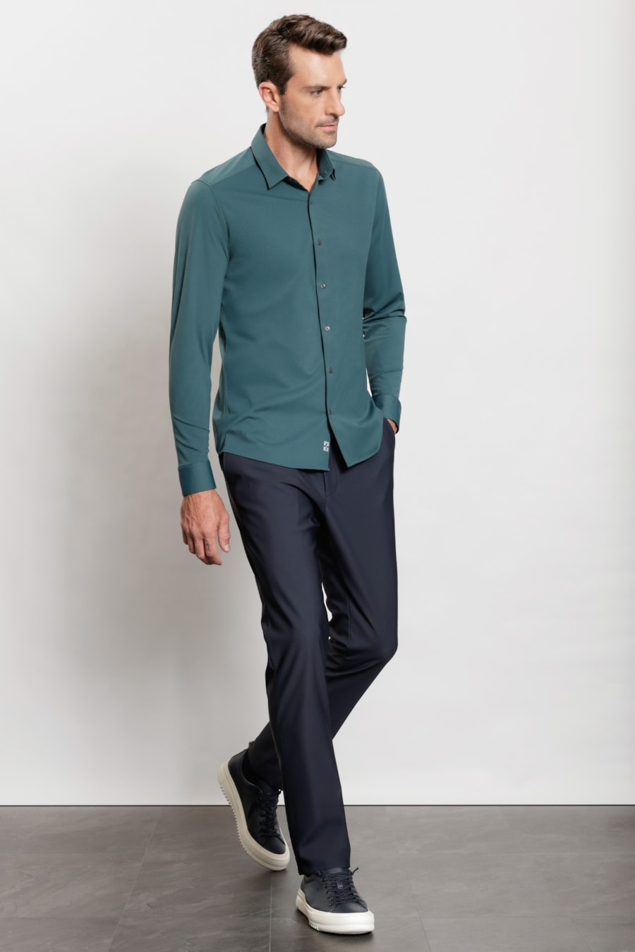 Camisa Manga Longa Flex Grid Verde Urban — foto 2 de 5