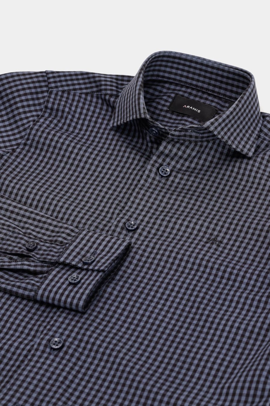 Camisa Manga Longa Infantil Algodão Damero Azul Medio C/ Preto — foto 4 de 5
