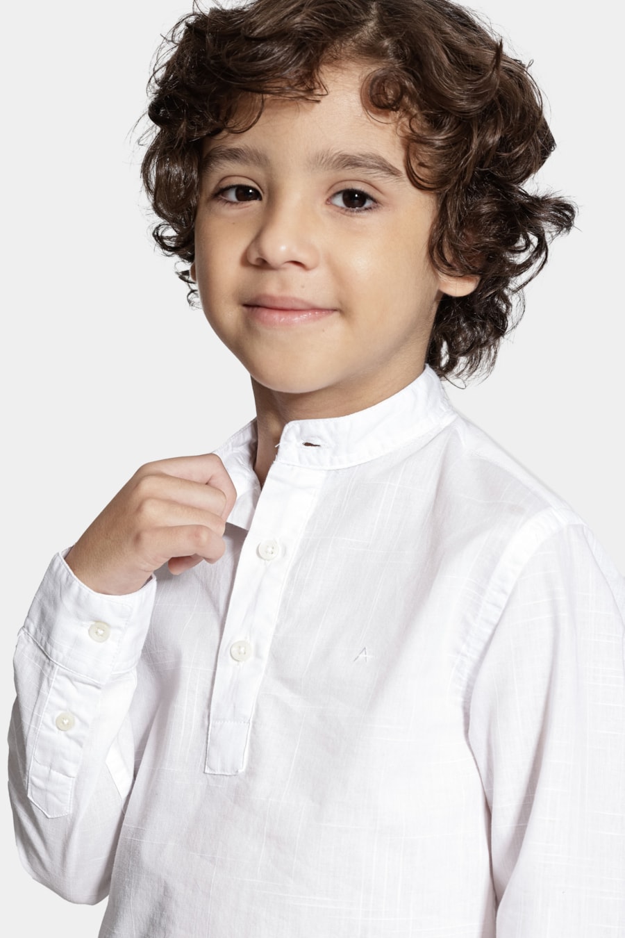 Camisa Manga Longa Infantil Bata Flamê Bosco Branco — foto 3 de 7