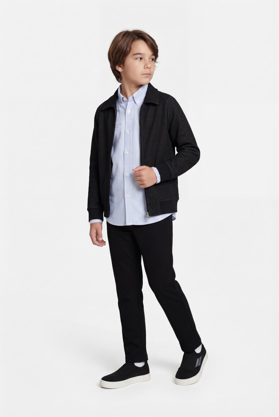 Camisa Manga Longa Infantil Estampa Sport Azul Claro C/Branco — foto 2 de 4