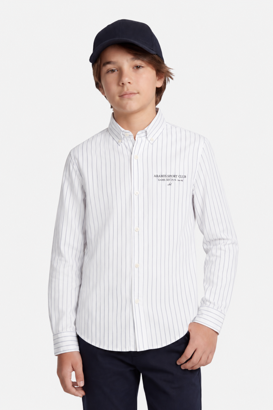 Camisa Manga Longa Infantil Estampa Sport Branco C/Marinho — foto 1 de 5