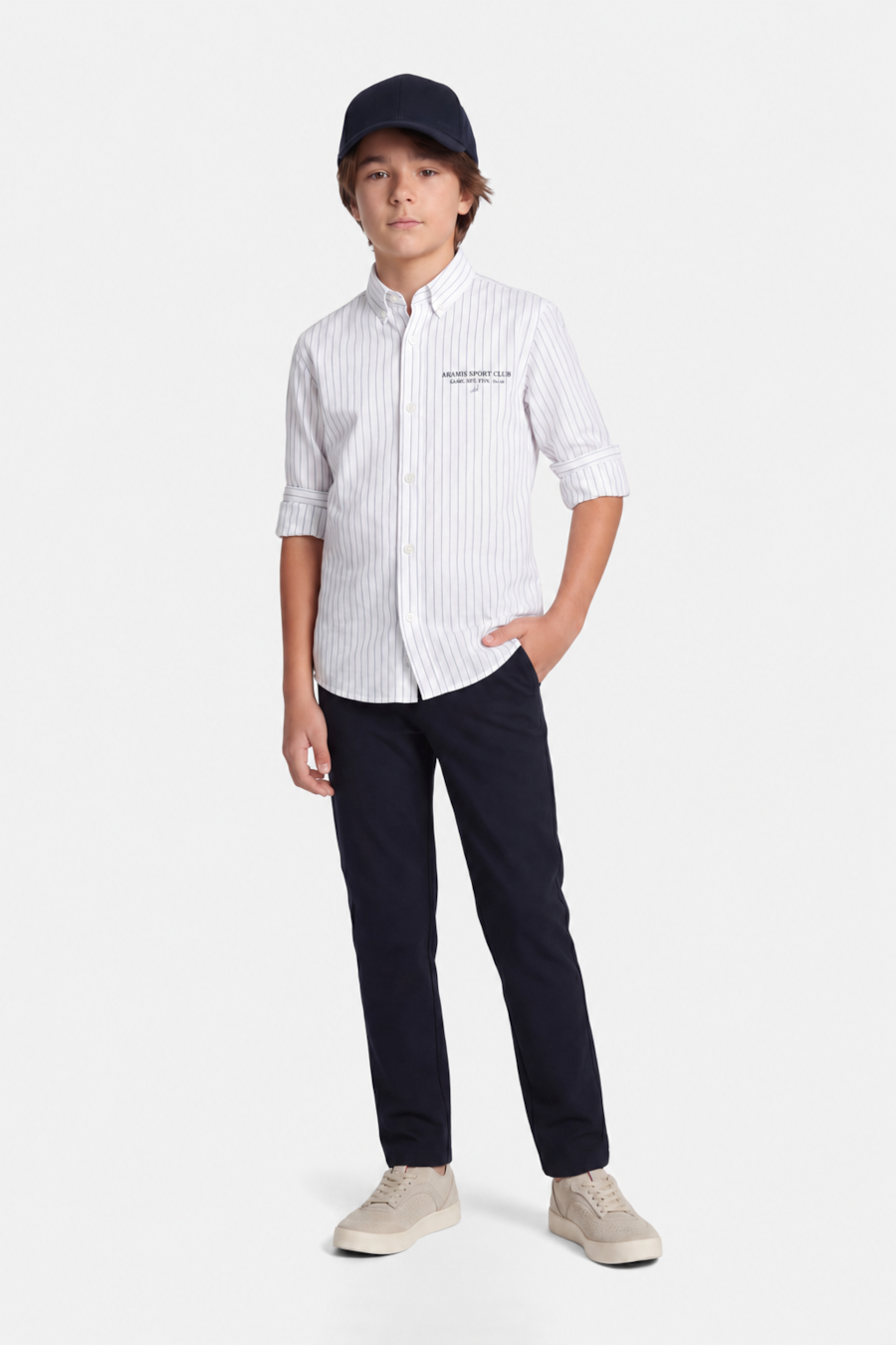 Camisa Manga Longa Infantil Estampa Sport Branco C/Marinho — foto 2 de 5