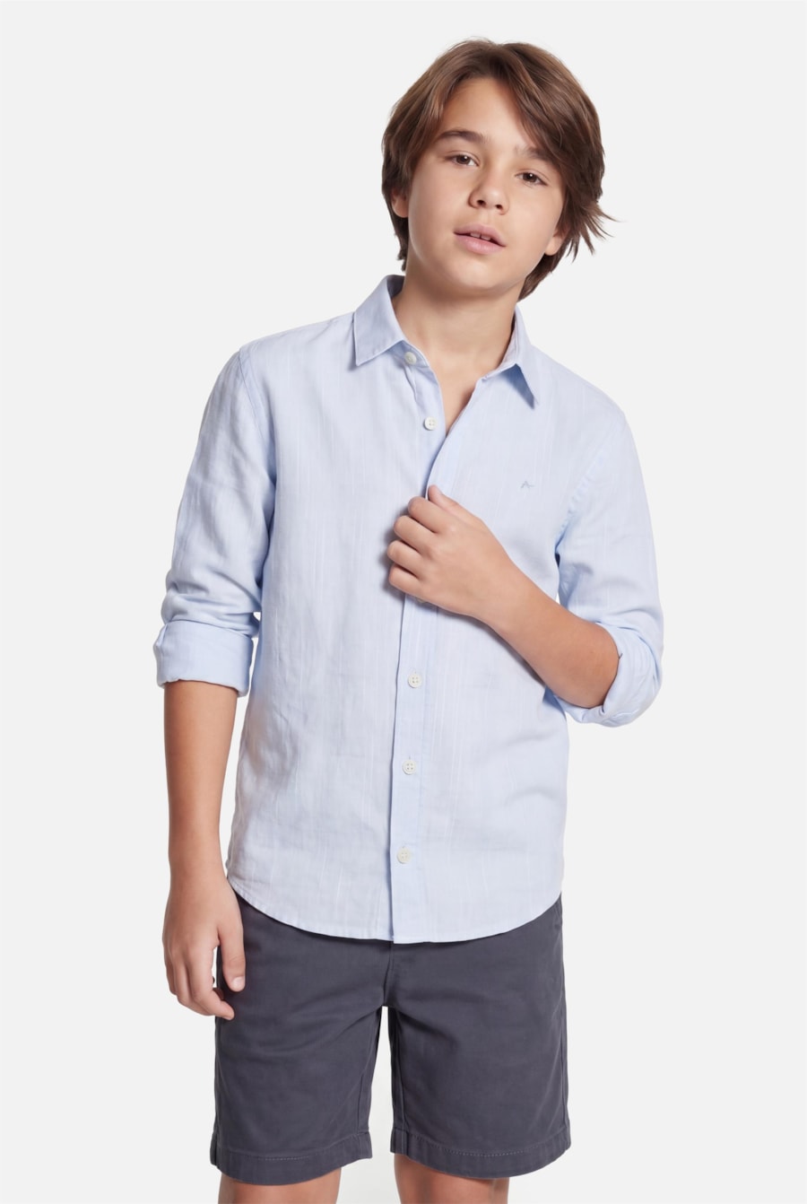 Camisa Manga Longa Infantil Flamê Bosco Azul Bebe — foto 1 de 5
