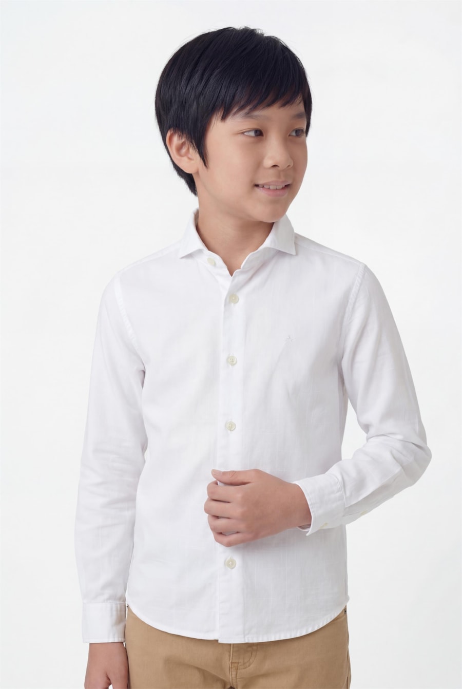 Camisa Manga Longa Infantil Flamê Bosco Branco - Não Ativar Mostruário — foto 1 de 4