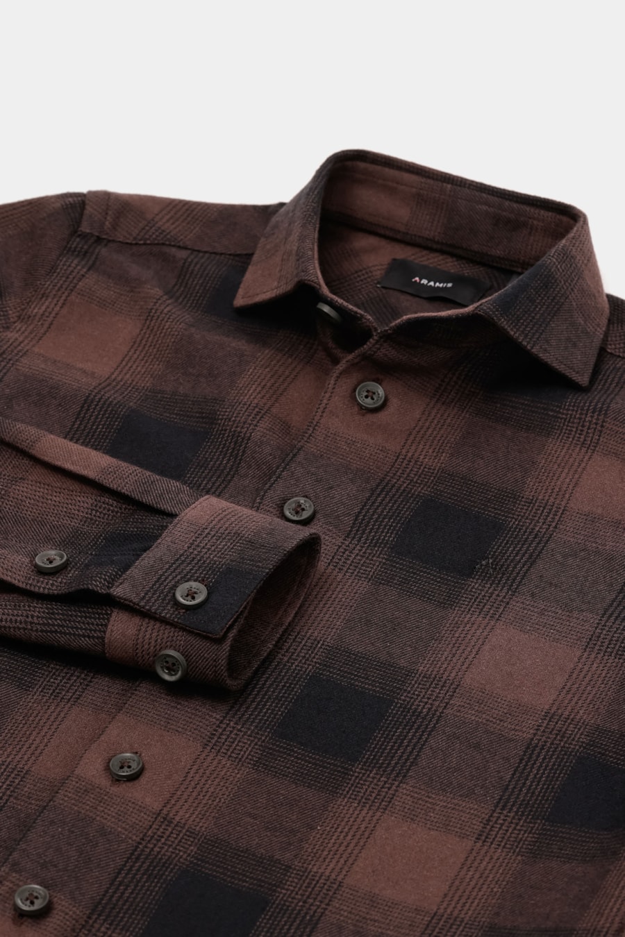 Camisa Manga Longa Infantil Flanela Xadrez Shadow Café Com Preto — foto 4 de 5