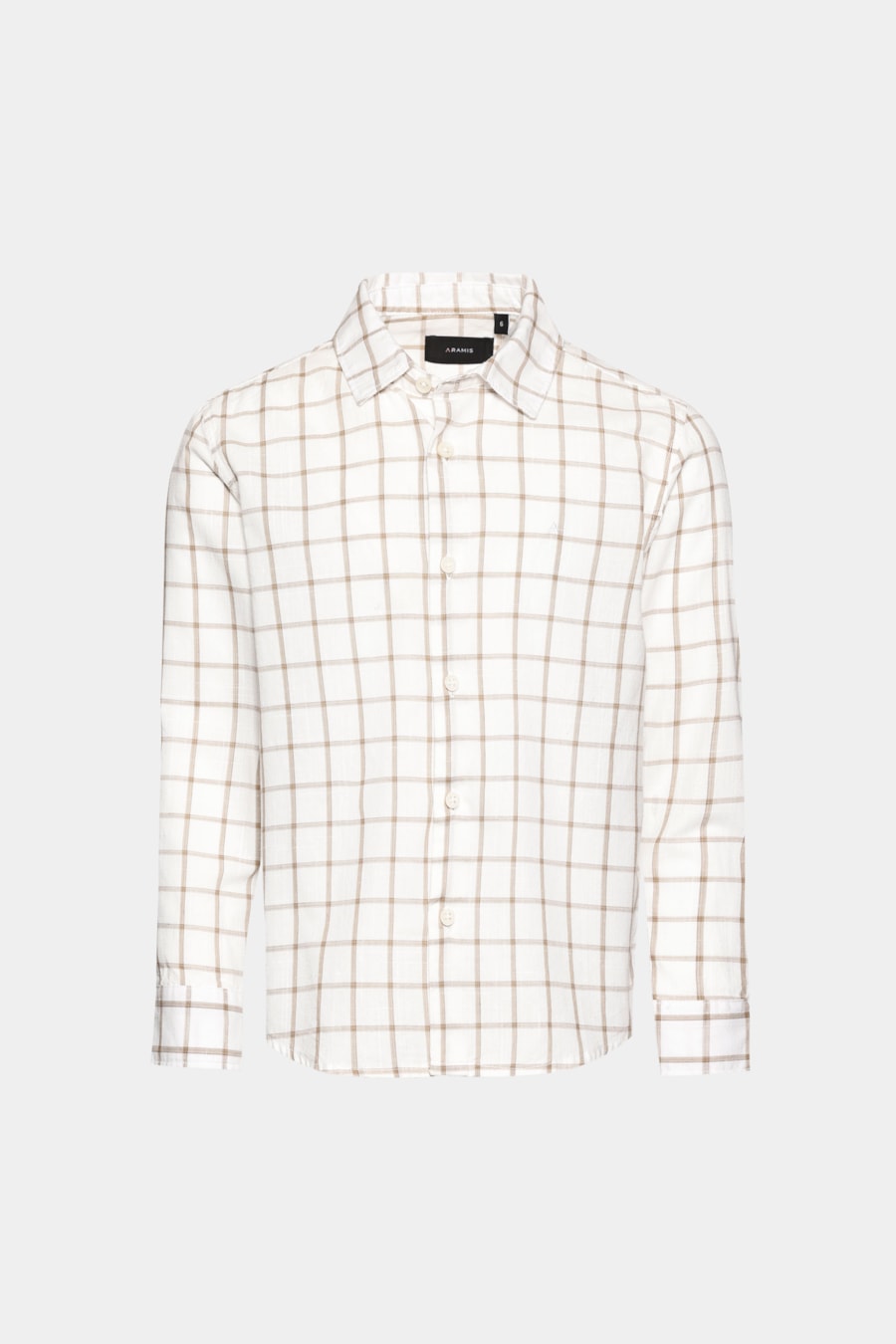 Camisa Manga Longa Infantil Grid Branco C/Caqui — foto 3 de 3