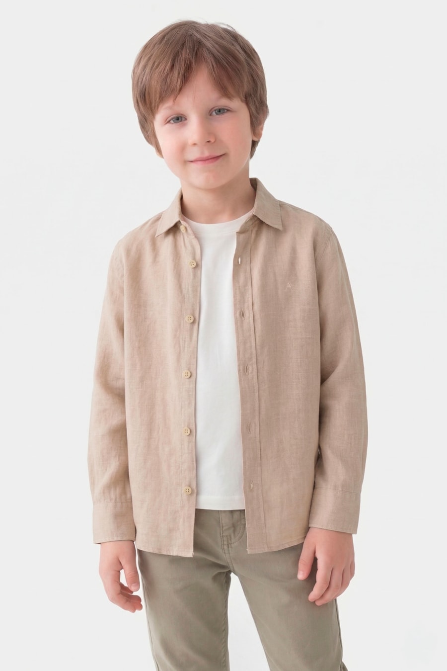 Camisa Manga Longa Infantil Linho Fendi — foto 1 de 3