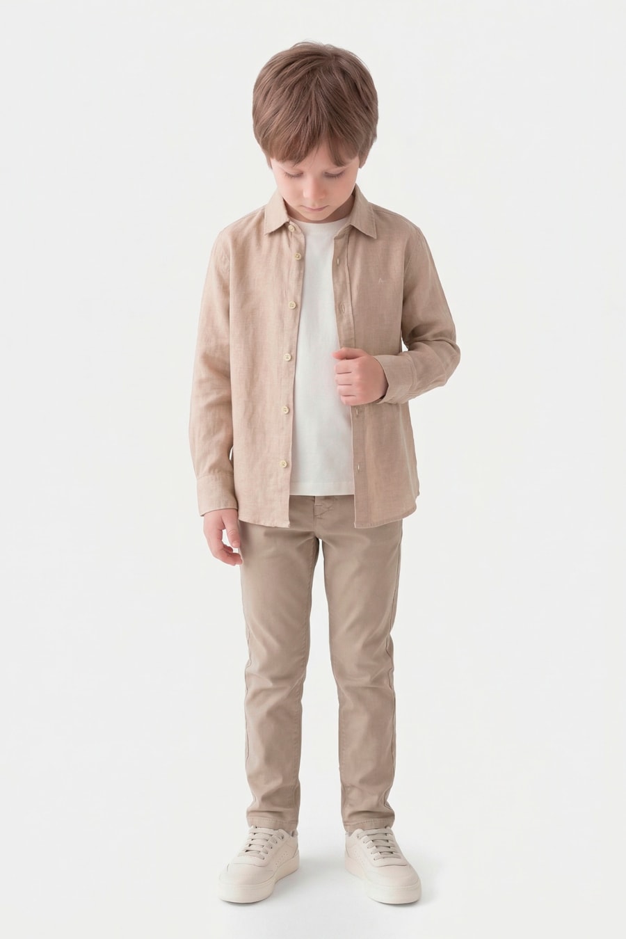 Camisa Manga Longa Infantil Linho Fendi — foto 2 de 3