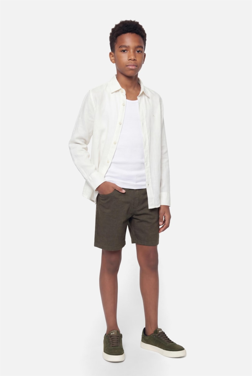 Camisa Manga Longa Infantil Linho Off White