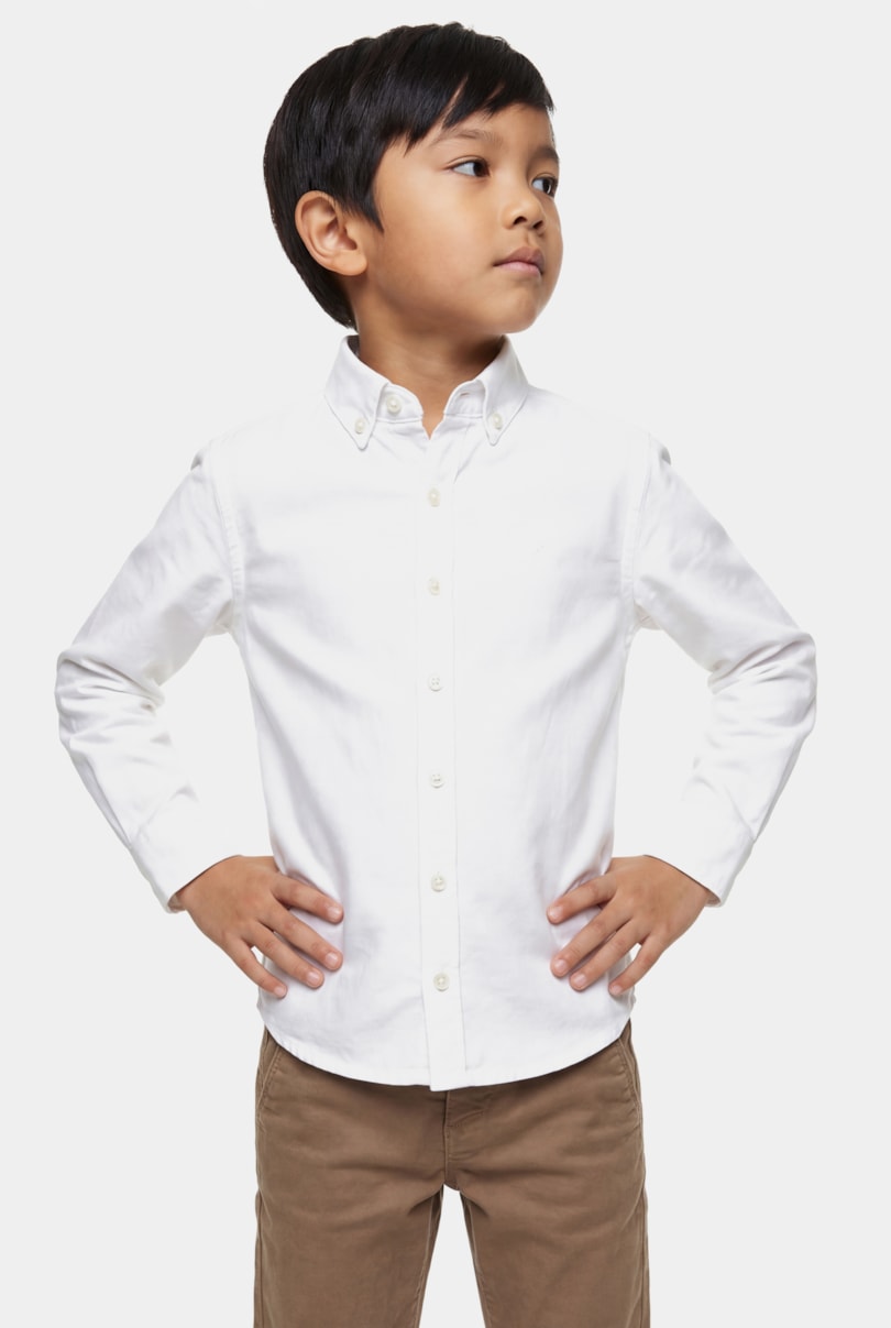 Camisa Manga Longa Infantil Oxford Branco