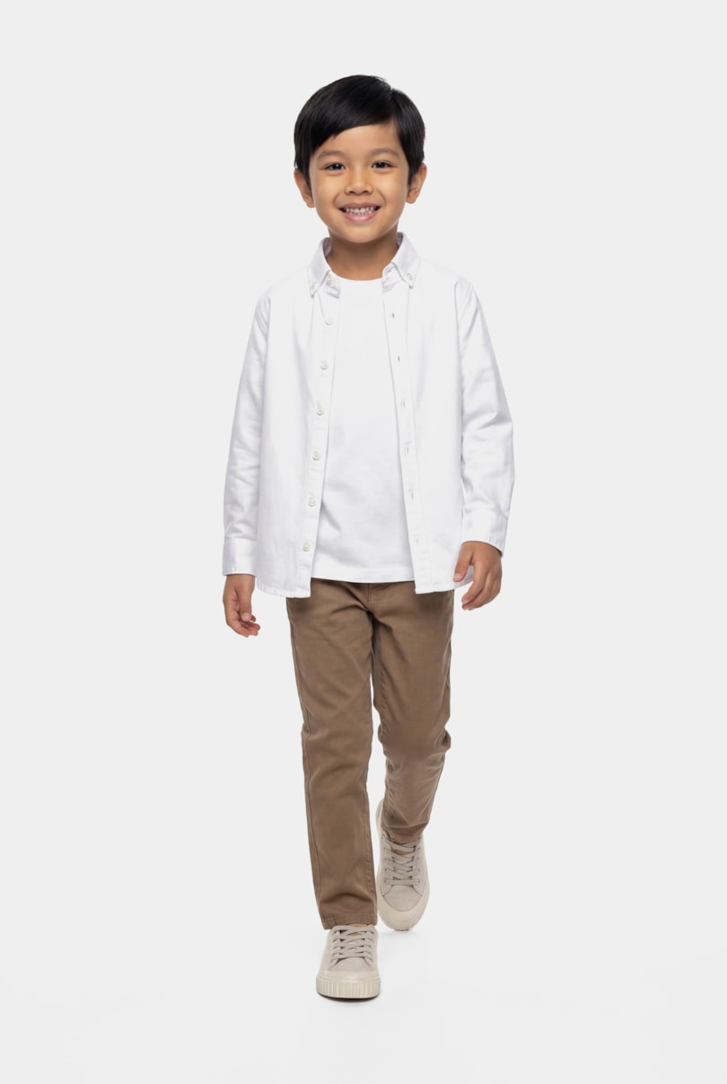 Camisa Manga Longa Infantil Oxford Branco