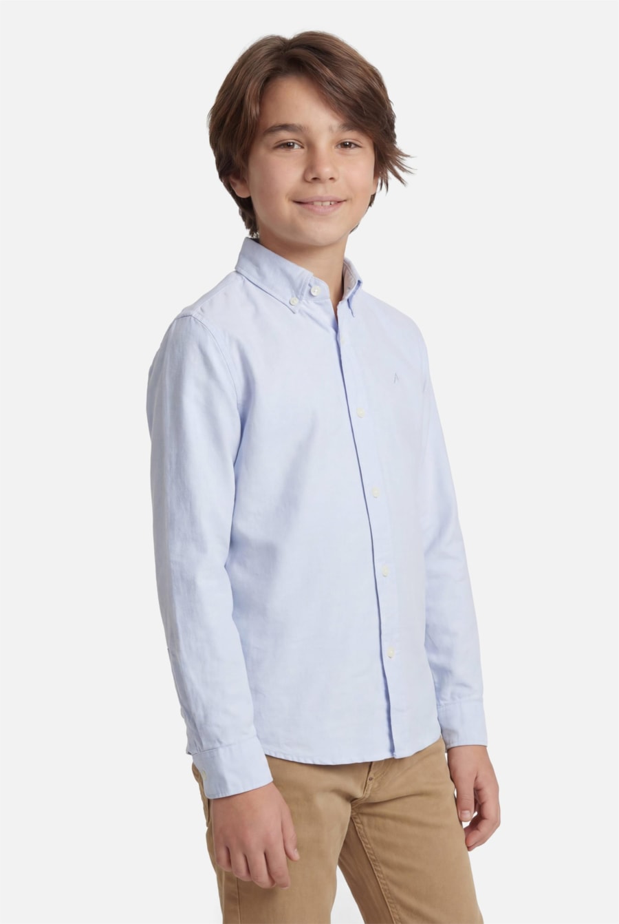 Camisa Manga Longa Infantil Oxford Planalto Azul Celeste — foto 1 de 4