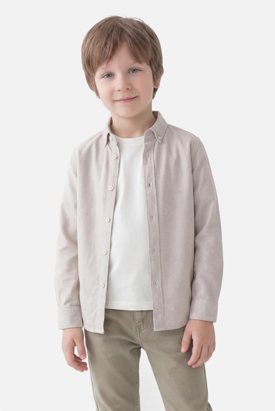 Camisa Manga Longa Infantil Oxford Planalto Natural — foto 1 de 4