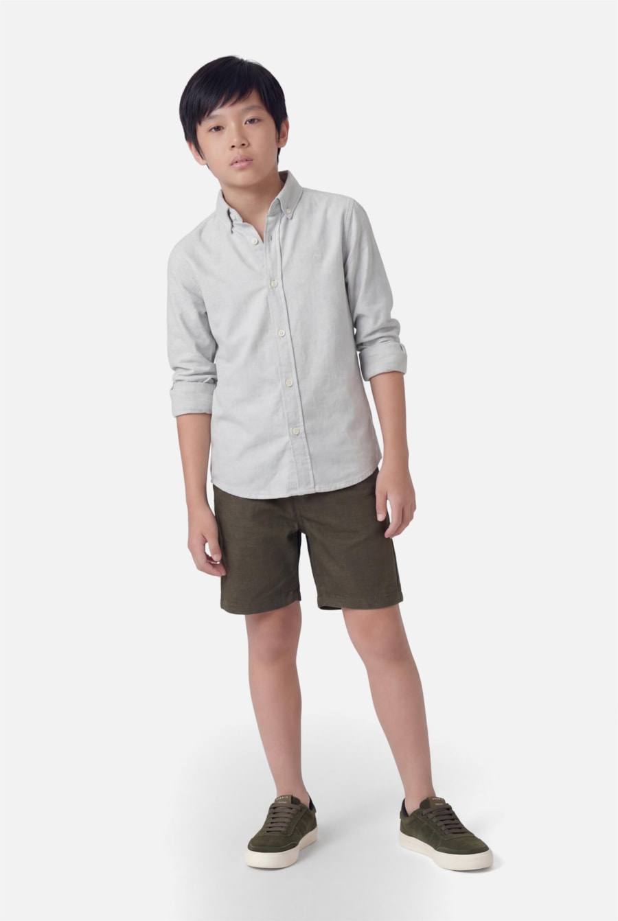 Camisa Manga Longa Infantil Oxford Planalto Verde Claro — foto 2 de 4