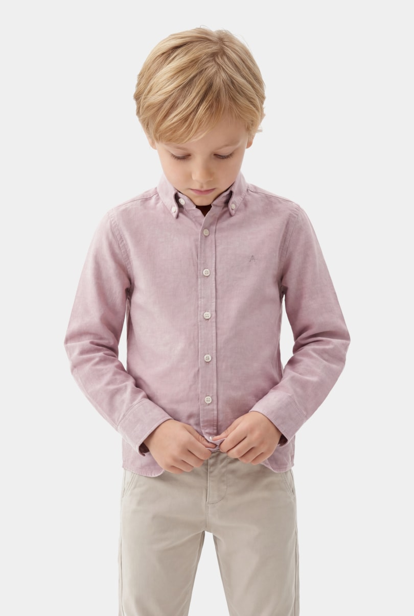 Camisa Manga Longa Infantil Oxford Rosa Escuro