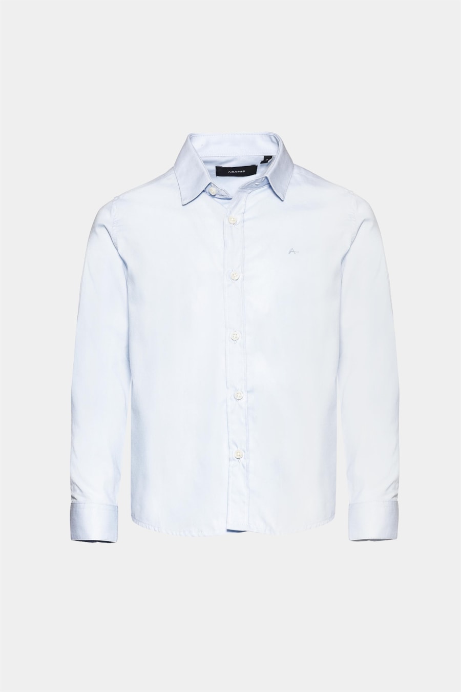 Camisa Manga Longa Infantil Tricoline Lisa - Não Ativar Mostruário Azul Claro — foto 3 de 4