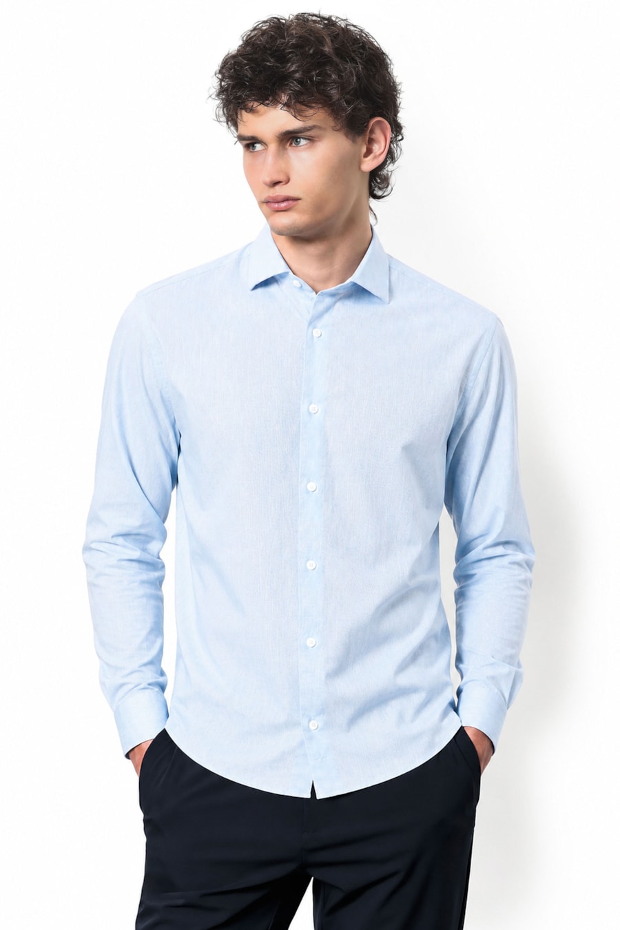 Camisa Manga Longa Linen Flex Azul Claro — foto 1 de 6