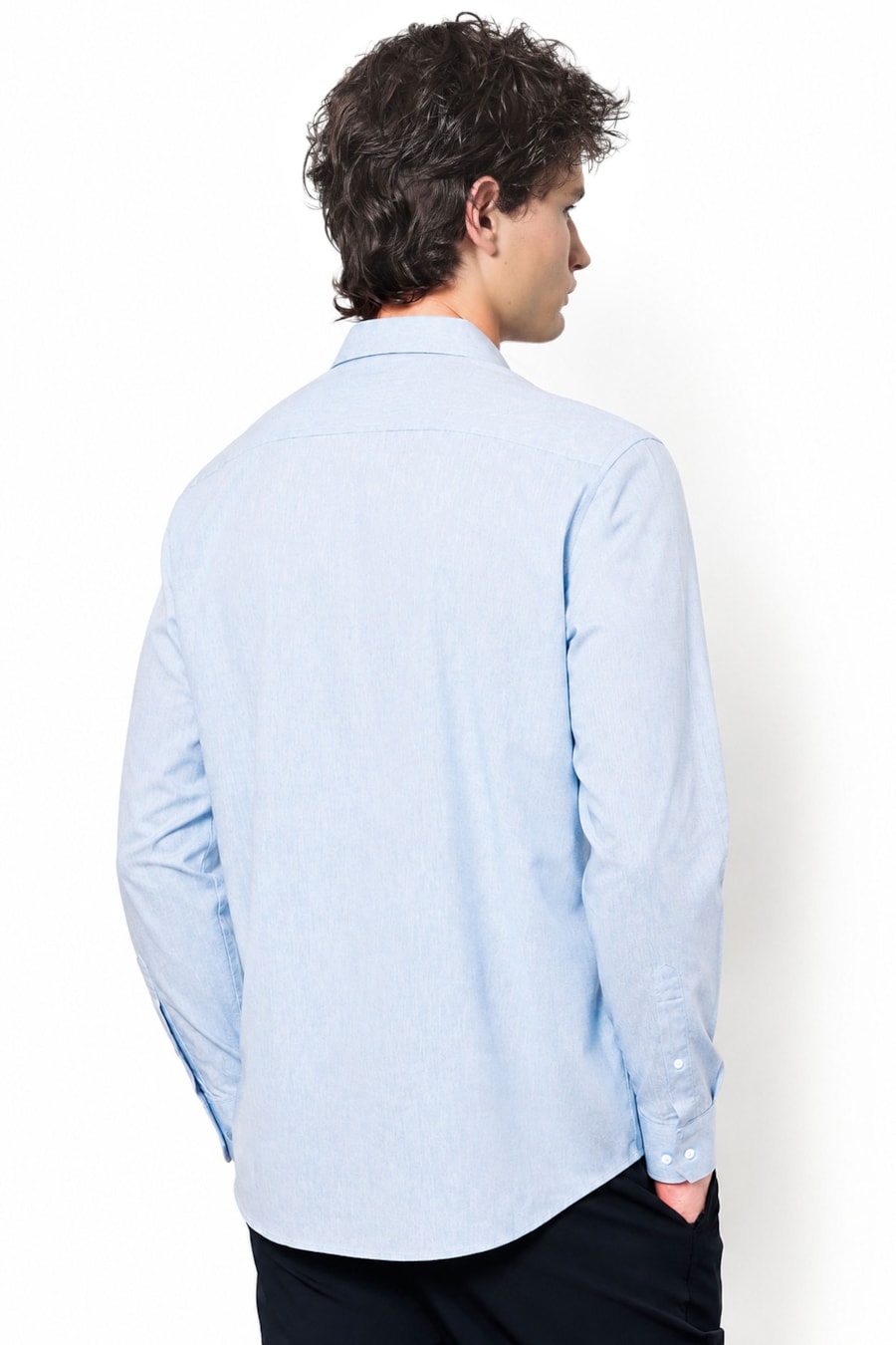 Camisa Manga Longa Linen Flex Azul Claro — foto 4 de 6