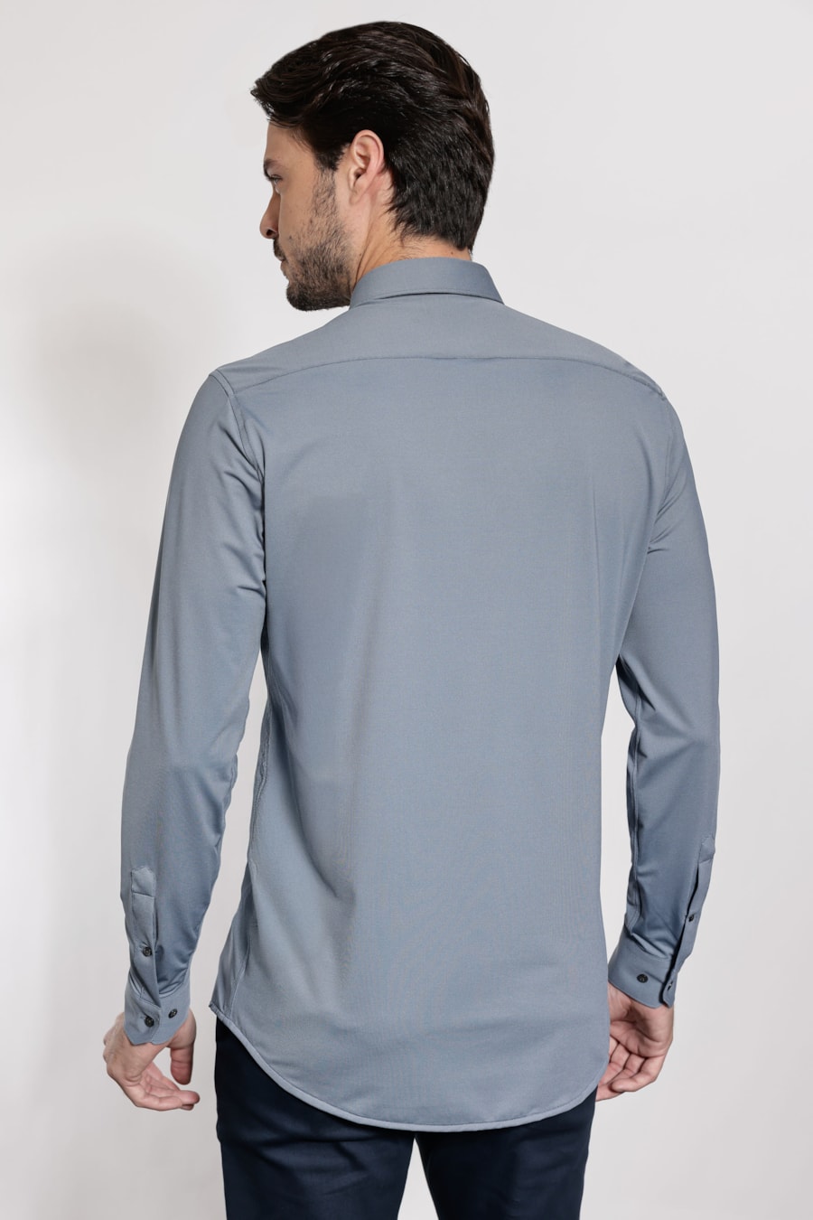 Camisa Manga Longa Maquinetada Azul Indigo — foto 4 de 5