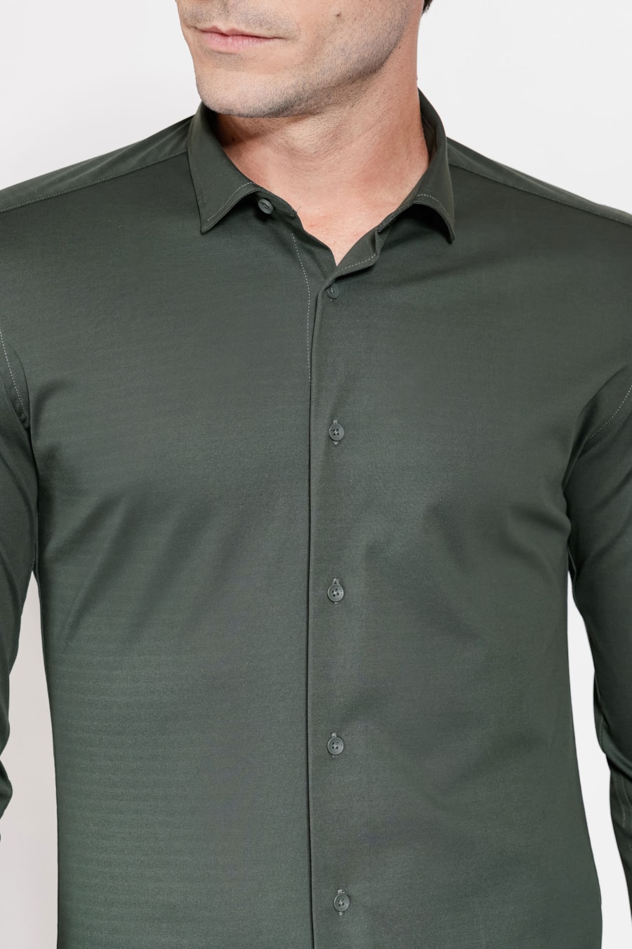 Camisa Manga Longa Merceirizado Verde Escuro — foto 3 de 5