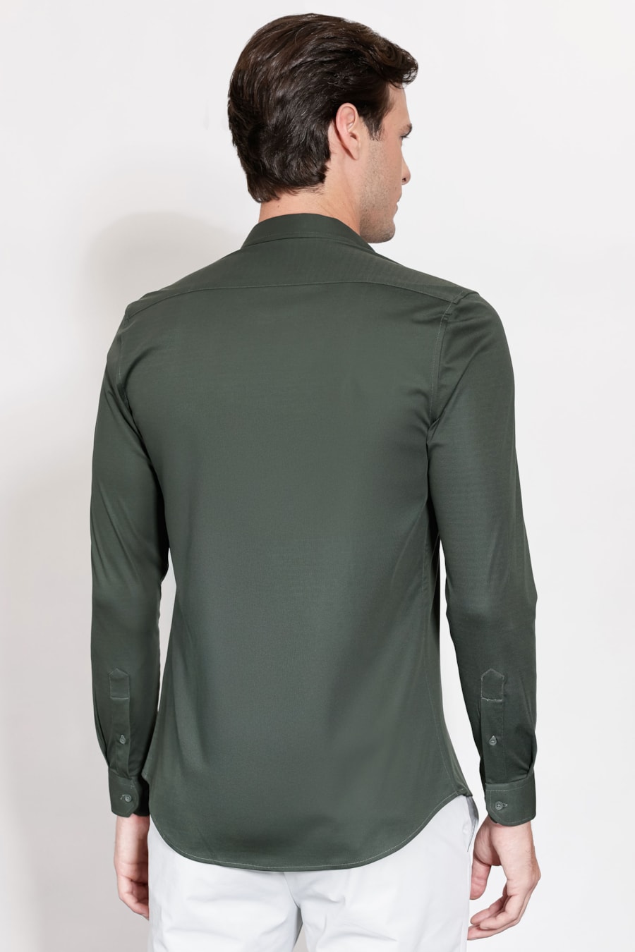 Camisa Manga Longa Merceirizado Verde Escuro — foto 4 de 5