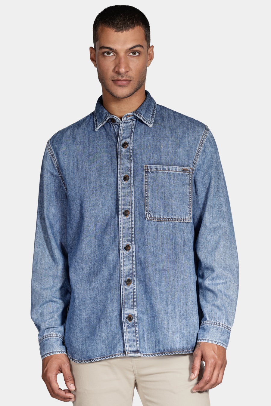 Camisa Manga Longa Move Overshirt Jeans Com Liocel Azul Jeans — foto 1 de 5