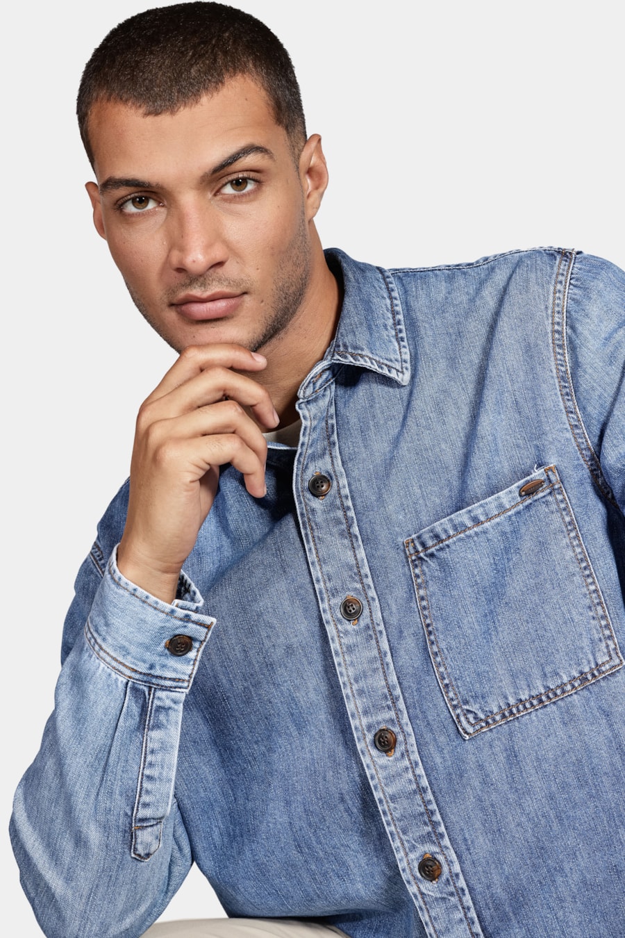 Camisa Manga Longa Move Overshirt Jeans Com Liocel Azul Jeans — foto 3 de 5