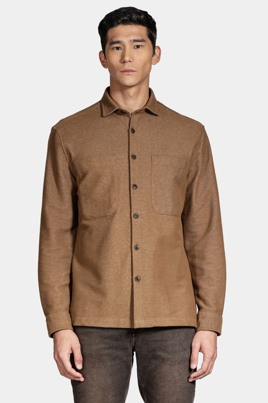 Camisa Manga Longa Move Overshirt Malha Sarjada Tabaco — foto 1 de 6