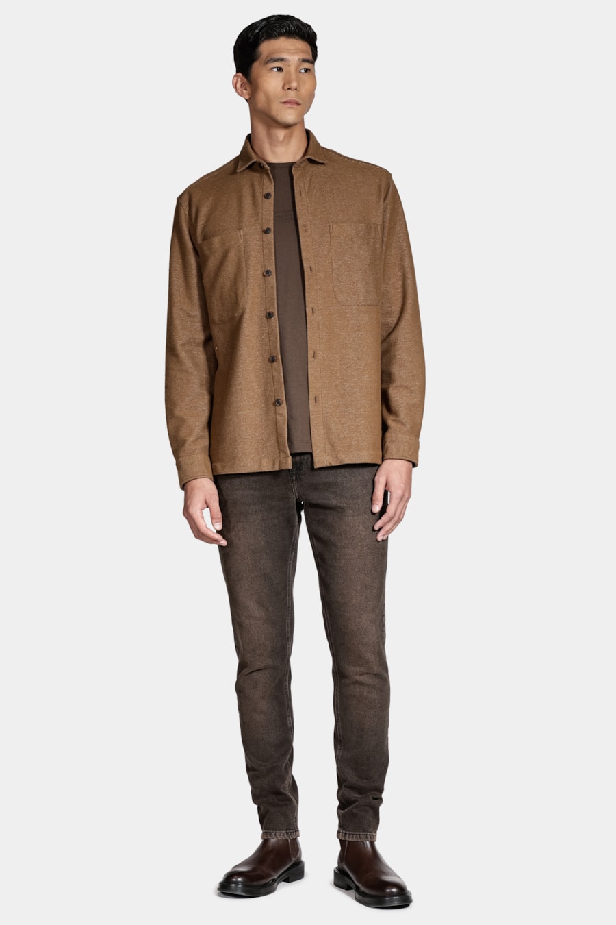 Camisa Manga Longa Move Overshirt Malha Sarjada Tabaco — foto 2 de 6