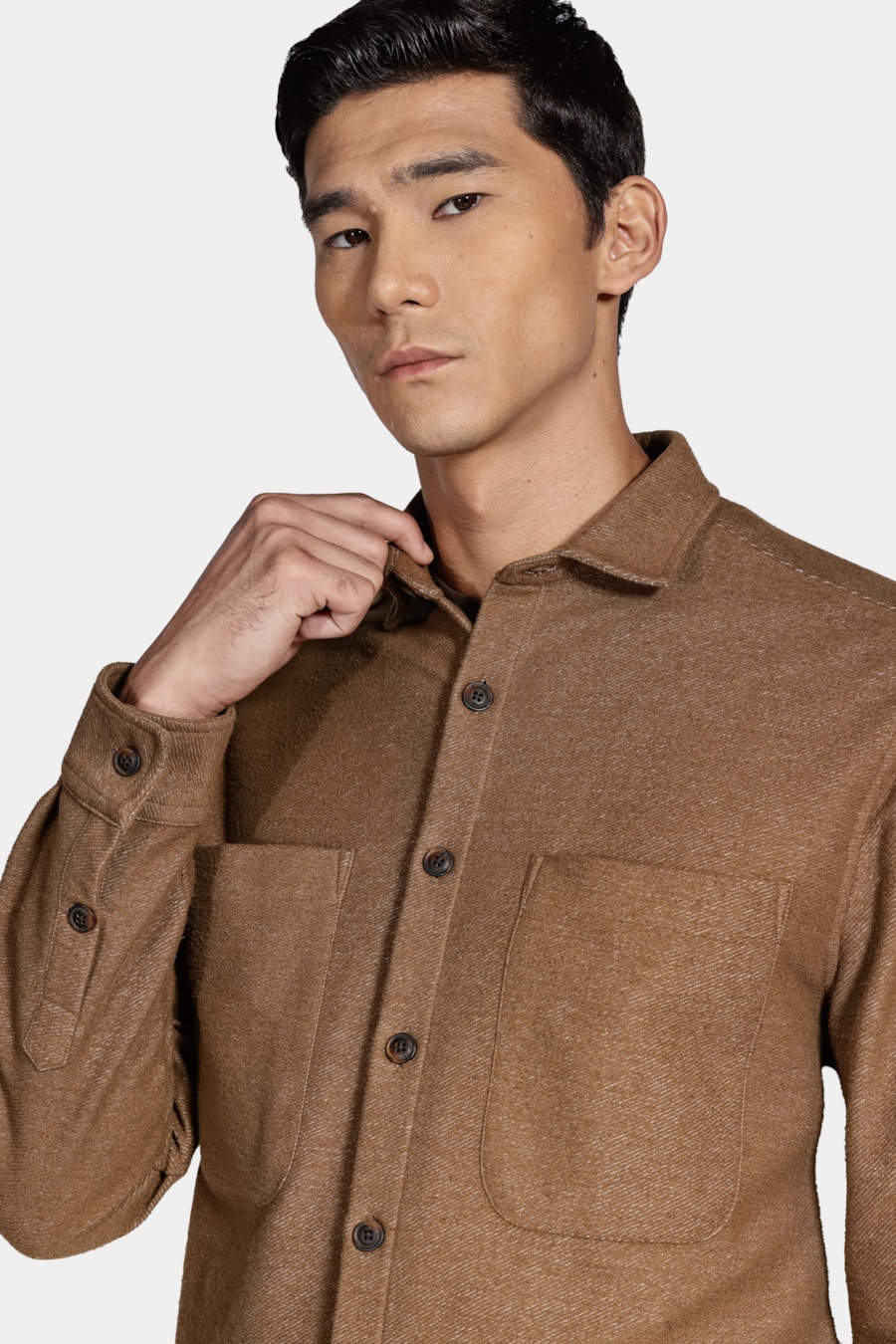 Camisa Manga Longa Move Overshirt Malha Sarjada Tabaco — foto 3 de 6