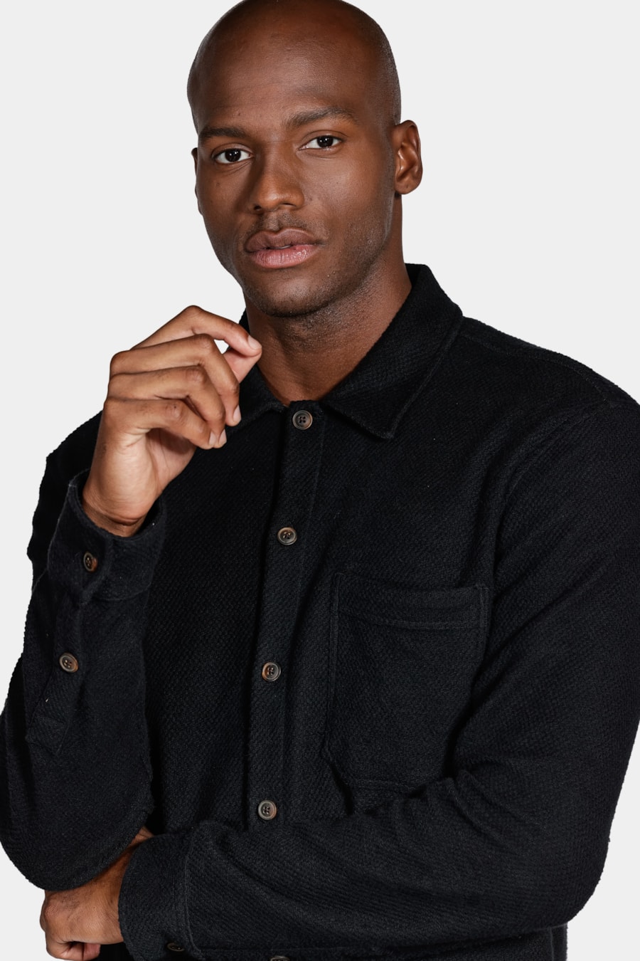 Camisa Manga Longa Move Overshirt Moletom Com Bolso Preto — foto 3 de 5