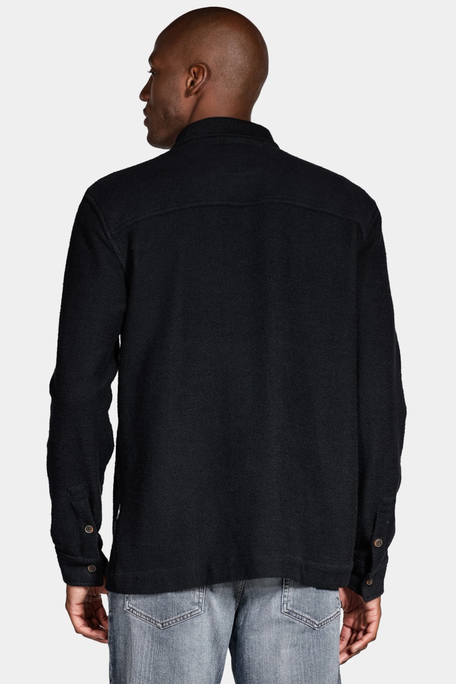 Camisa Manga Longa Move Overshirt Moletom Com Bolso Preto — foto 4 de 5