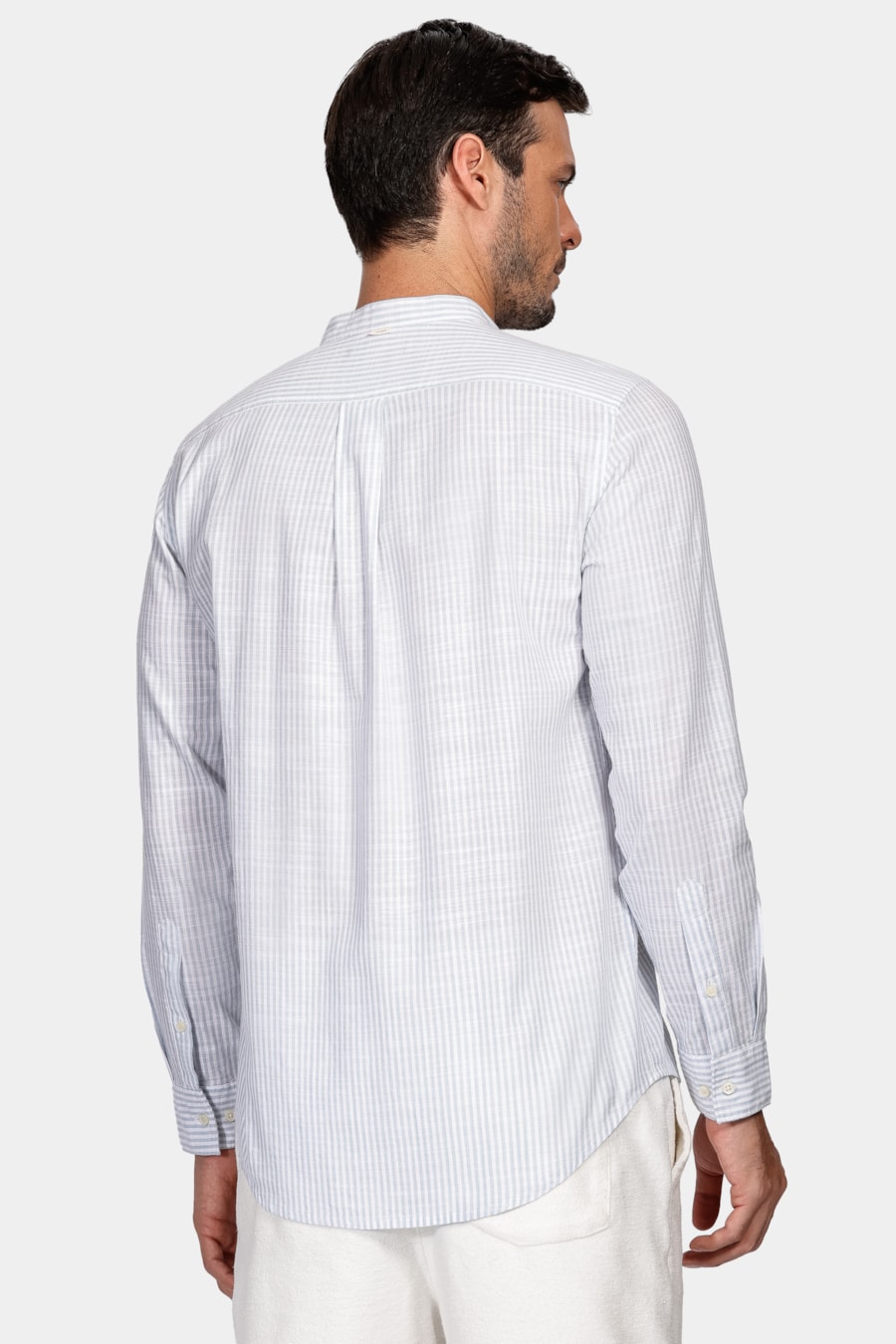  Camisa Manga Longa Move Regular Gola Padre Flamê Listrada Branco Com Azul Claro — foto 4 de 5