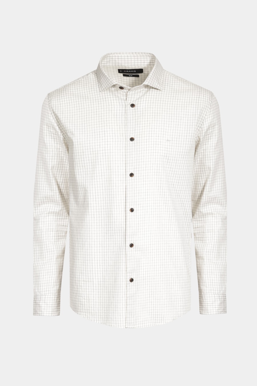 Camisa Manga Longa Move Slim Fio Melange Xadrez Natural Com Cinza — foto 6 de 6