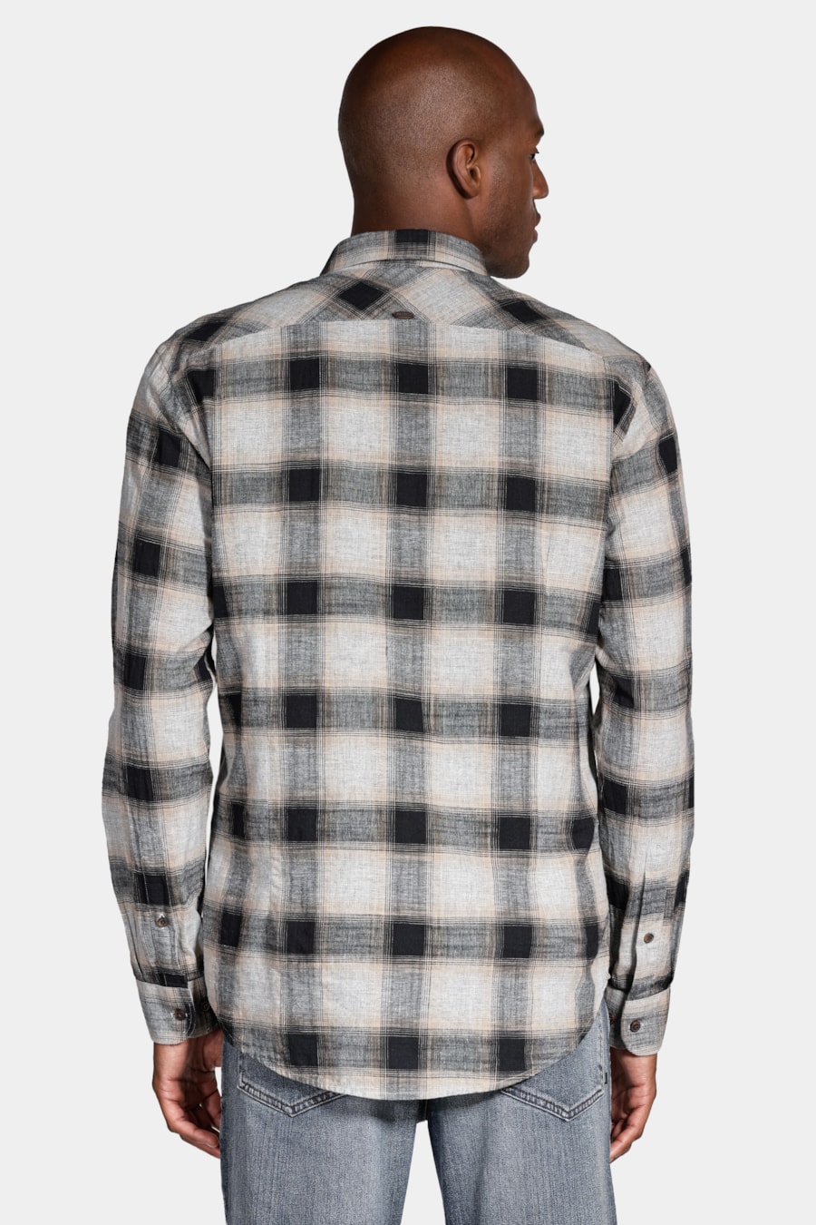 Camisa Manga Longa Move Slim Xadrez Mescla Cinza Mescla Com Preto — foto 4 de 5