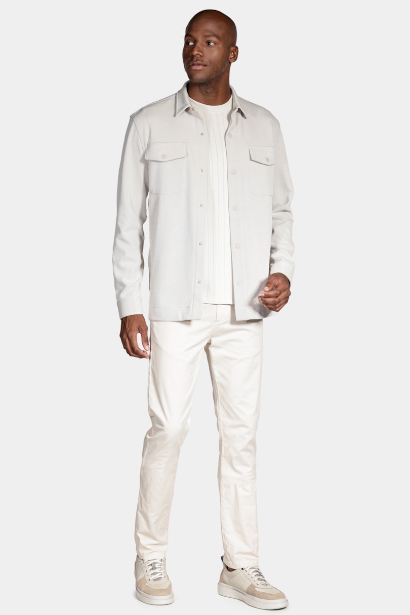Camisa Manga Longa Overshirt em Piquet Duo Cáqui