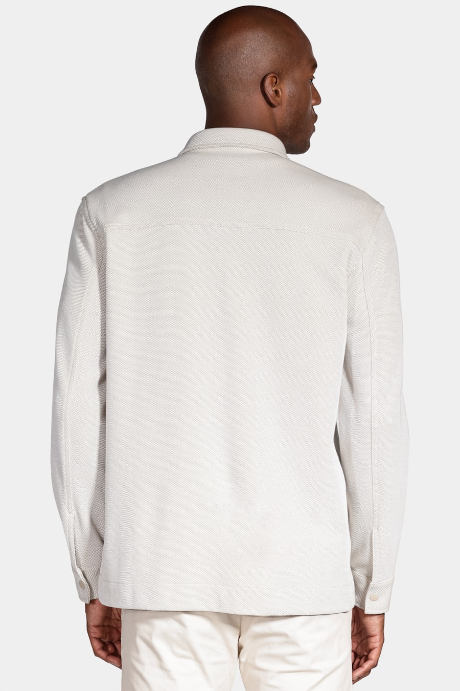 Camisa Manga Longa Overshirt em Piquet Duo Cáqui — foto 4 de 5