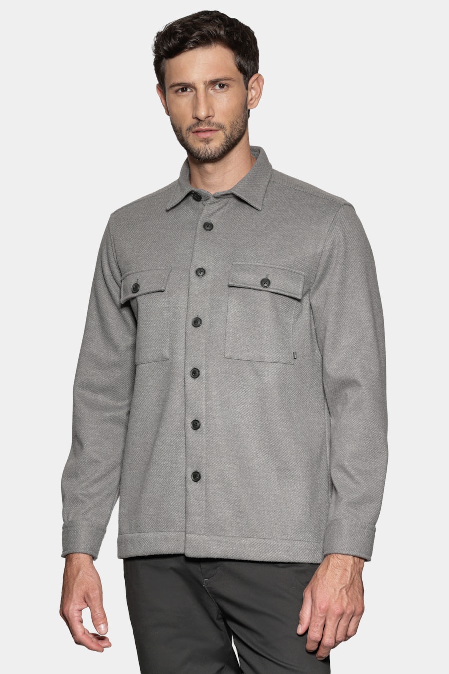 Camisa Manga Longa Overshirt Feltro Fall Cinza — foto 1 de 6