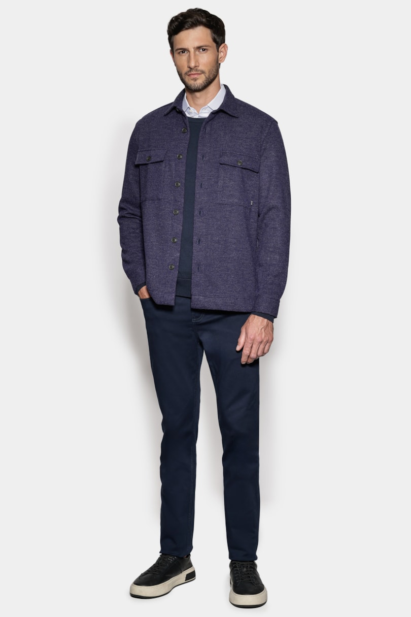 Camisa Manga Longa Overshirt Feltro Fall Marinho