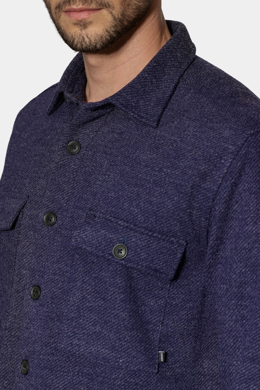 Camisa Manga Longa Overshirt Feltro Fall Marinho — foto 3 de 7