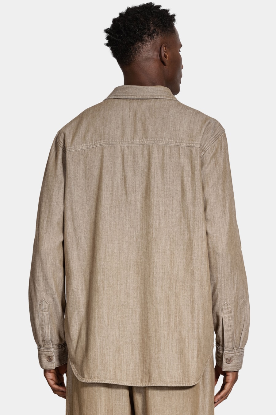 Camisa Manga Longa Overshirt Jeans Caqui Escuro — foto 4 de 7
