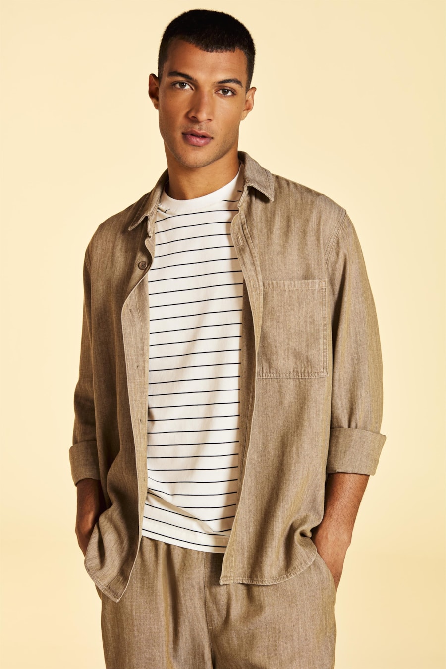 Camisa Manga Longa Overshirt Jeans Caqui Escuro — foto 7 de 7