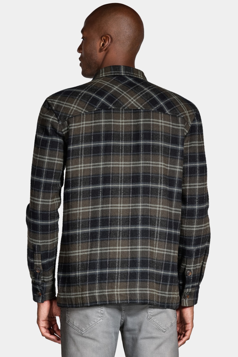 Camisa Manga Longa Overshirt Maxi Xadrez Verde Com Preto — foto 4 de 6