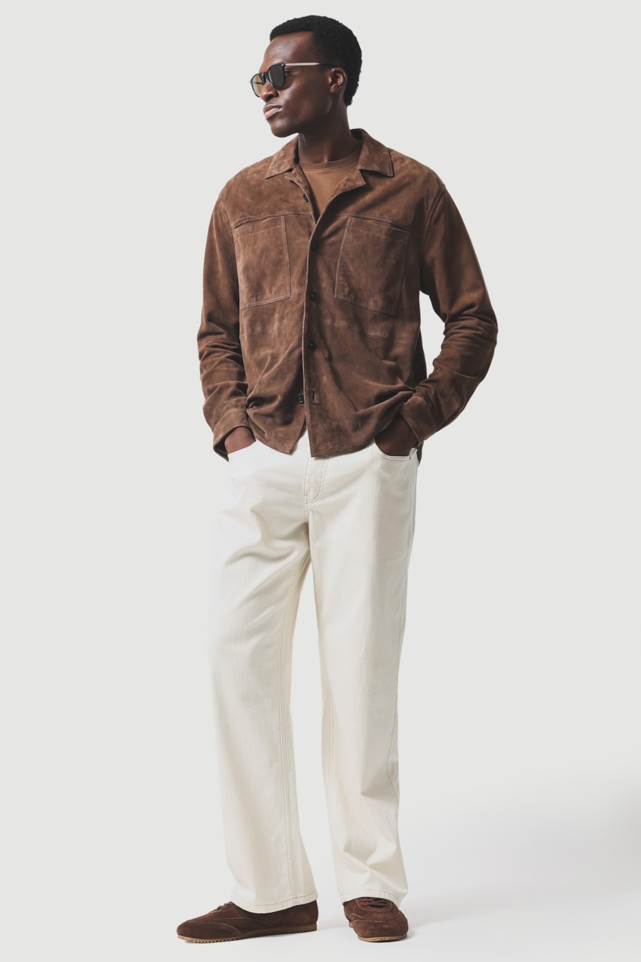 Camisa Manga Longa Overshirt Suede Caqui — foto 2 de 7