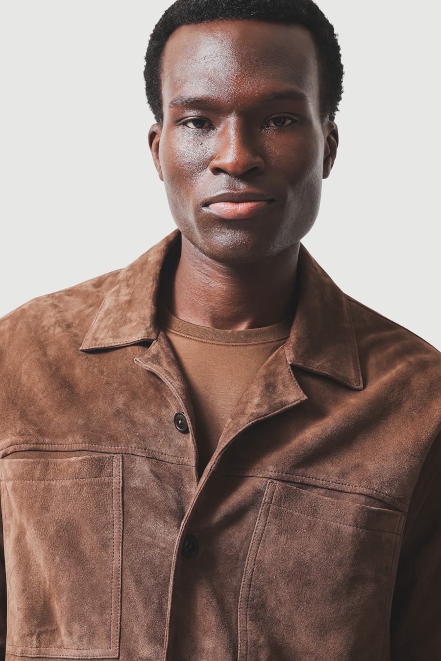 Camisa Manga Longa Overshirt Suede Caqui — foto 4 de 7