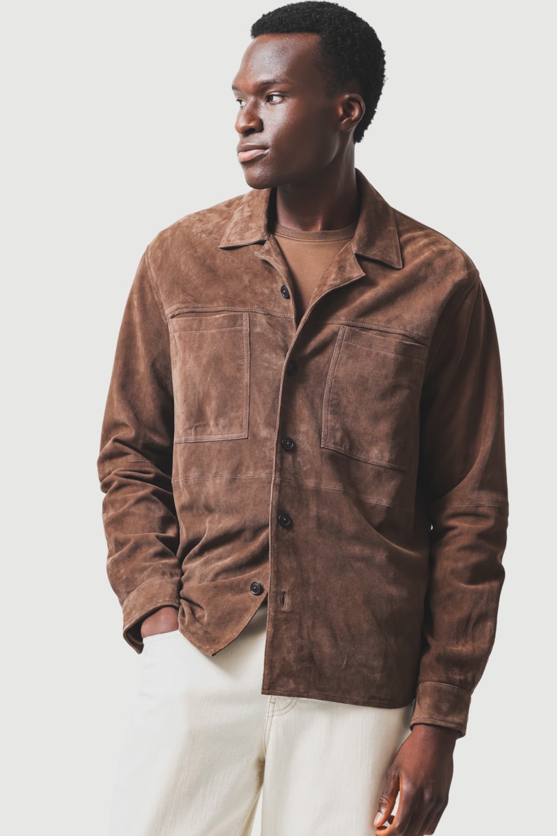 Camisa Manga Longa Overshirt Suede Caqui